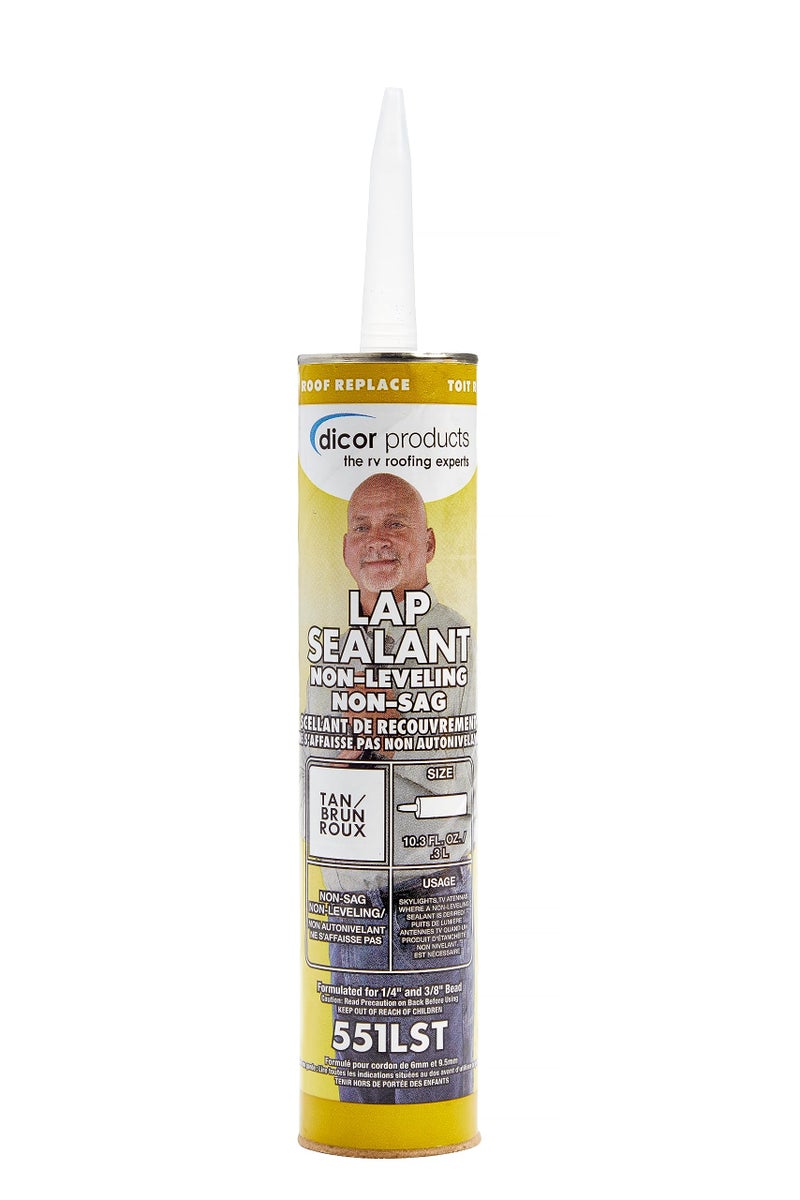 Dicor 551LST-1 HAPS-Free Non-Leveling Lap Sealant - 10.3 Oz, Tan, Secure, Ideal for RV Roofing, Maintenance, Repair, Appliance Application - Image 1
